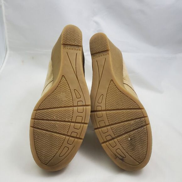 Sperry Top Sider Women's Shoes 9 Beige Harlow Wedge Lace Up Bootie Suede - Picture 8 of 10